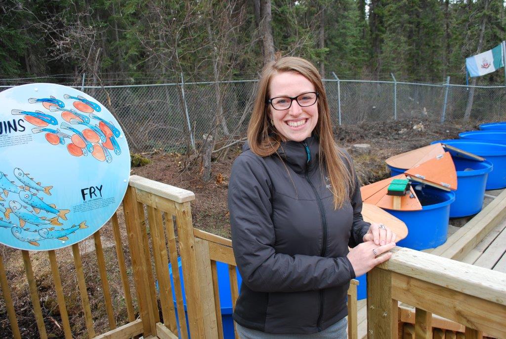 student at fish hatchery