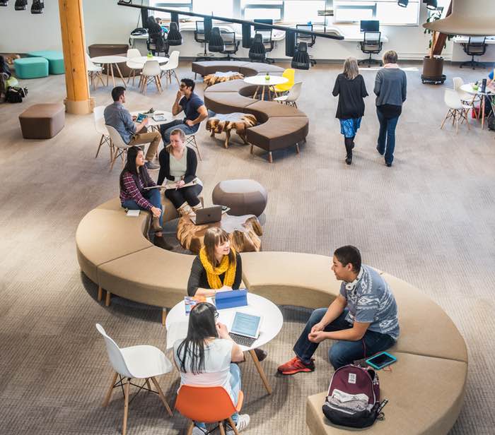 Students studying in the Innovation Commons